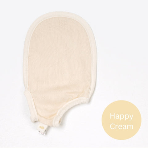 BambooBebe Reversible Bath Towel Mitt - Happy Cream