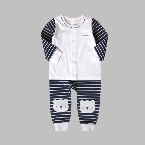 Organic Boom Long Sleeve - Bear Stripe Size 90