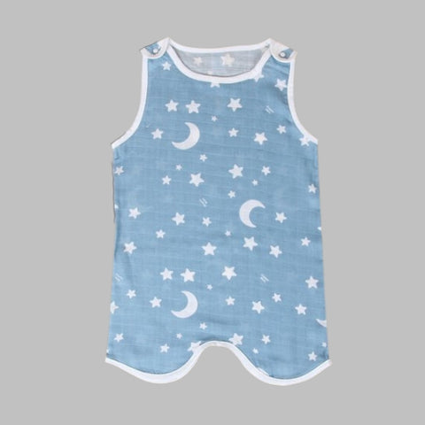 Organic Boom Moonstar Bamboo Gauze Sleeping Vest - Blue Size 80