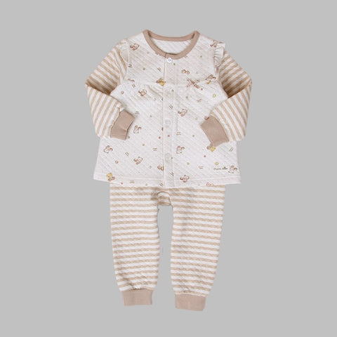 Organic Boom Girls Long Sleeve - Beige/Teddy Bear Size 100